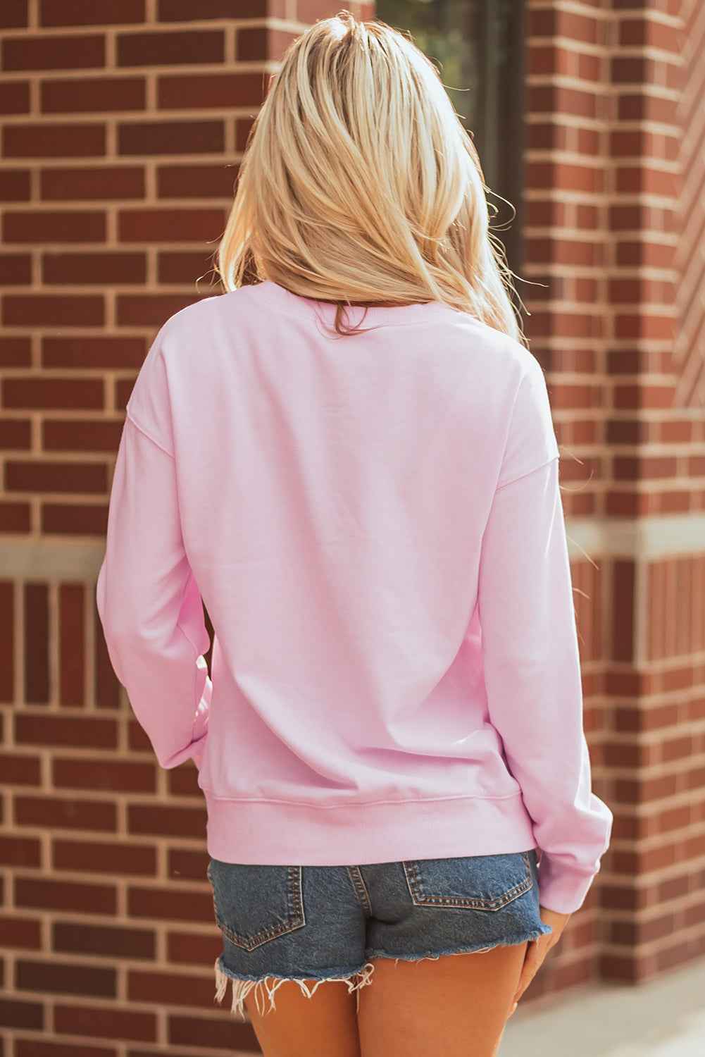 Pink GAME DAY Football Rugby Print Casual Sweatshirt
