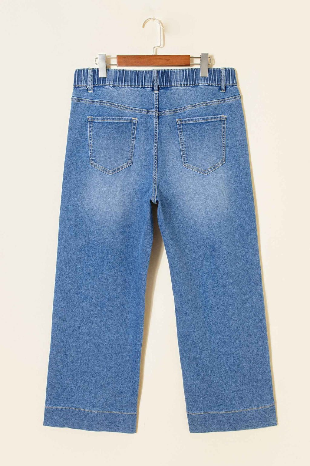 Light Blue Acid Wash Contrast Lace-up Plus Size Jeans
