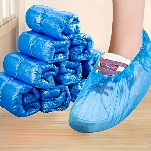 100-Pack: Disposable Plastic Shoe Covers – Waterproof & Slip-Resistant by DailySale