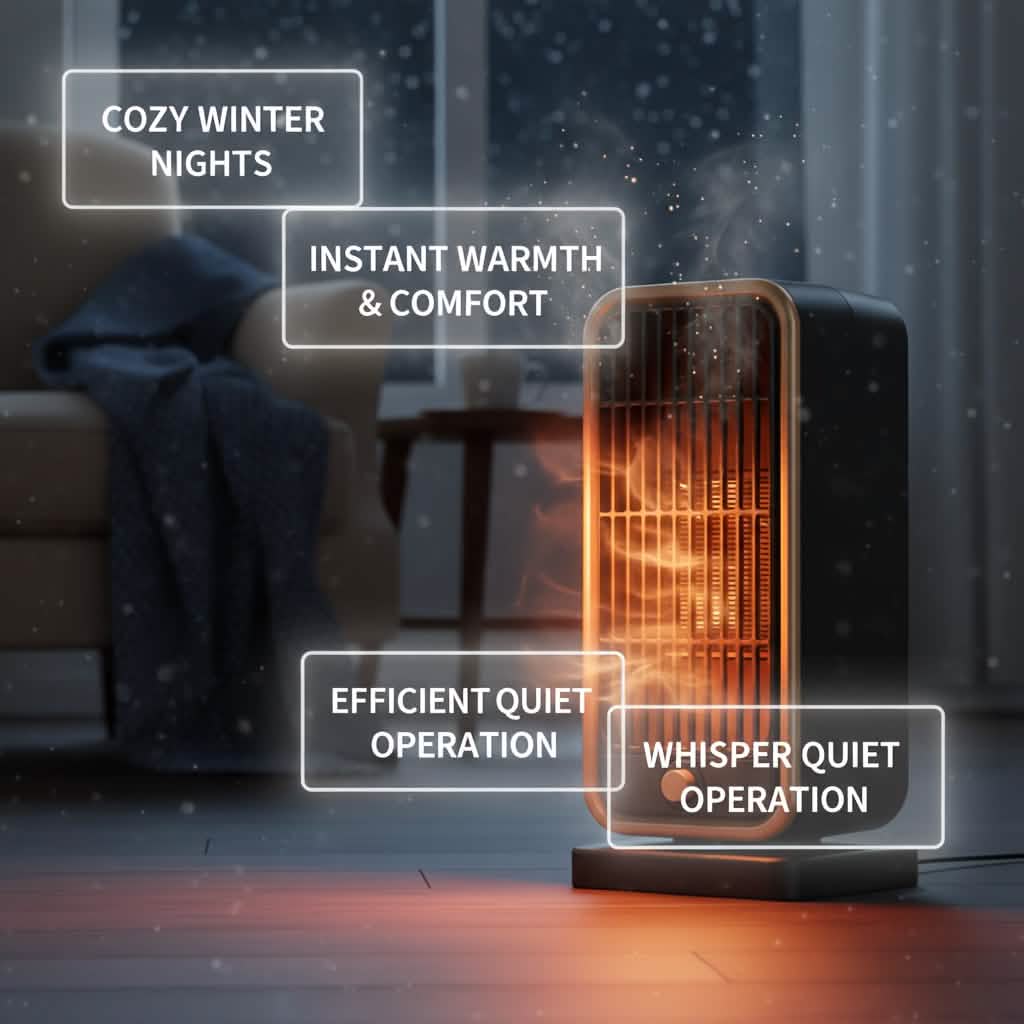 500W Portable Ceramic Space Heater with Safety Tip-Over Protection – Square Design by DailySale