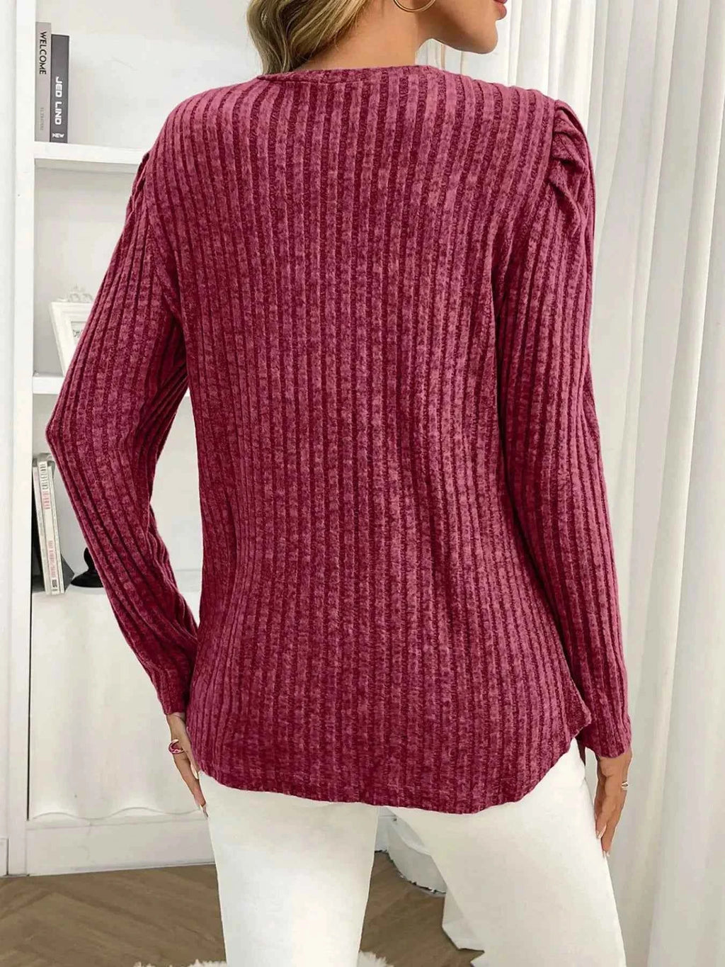 Round Neck Puff Sleeve T Shirt