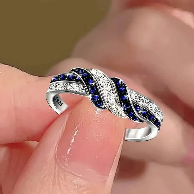 Sparkling Blue Cubic Zirconia Infinity Love Ring – 925 Sterling Silver by DailySale