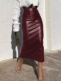 Slit Back Leather Skirt by Simply Love