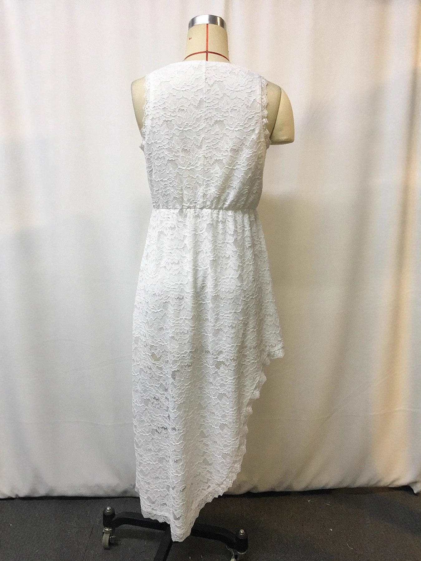 Full Size Asymmetrical Hem Sleeveless Lace Dress Plus Size by Shopiebay