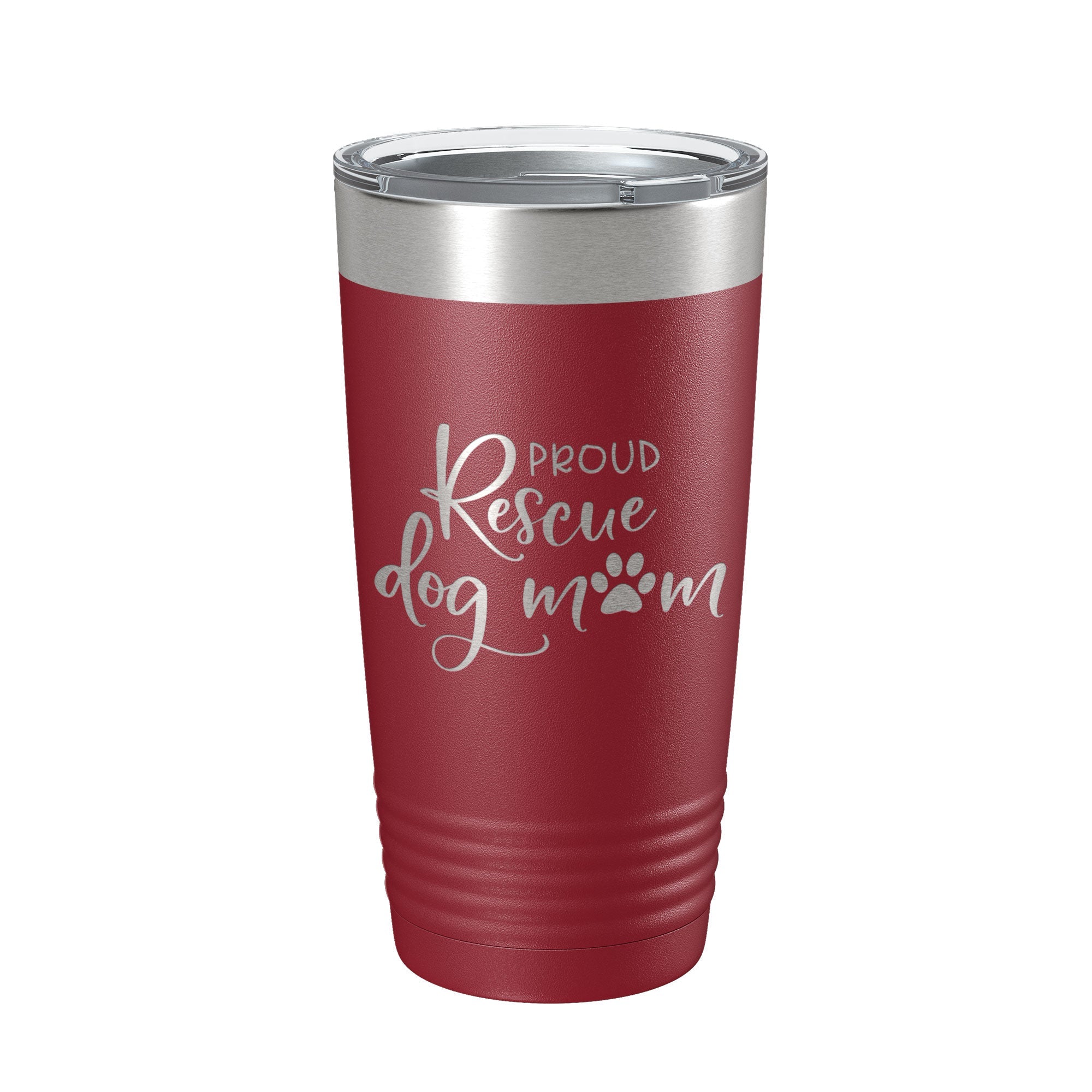 Proud Rescue Mom Tumbler Dog Travel Mug Gift Insulated Laser Engraved Coffee Cup 20 oz - Goddess Imports Marketplace