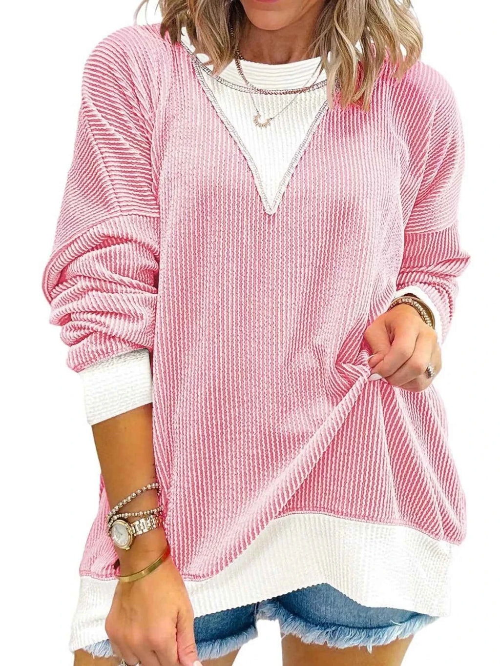 Contrast Dropped Shoulder Sweatshirt