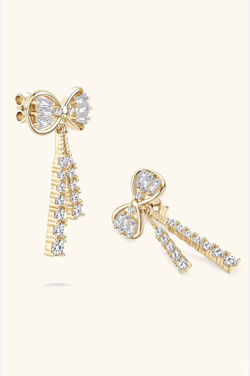 1.12 Carat Moissanite 925 Sterling Silver Bow Earrings by Wild and Free Boutique