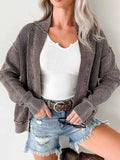 Mineral Wash Exposed Seam Patchwork Open Knit Cardigan