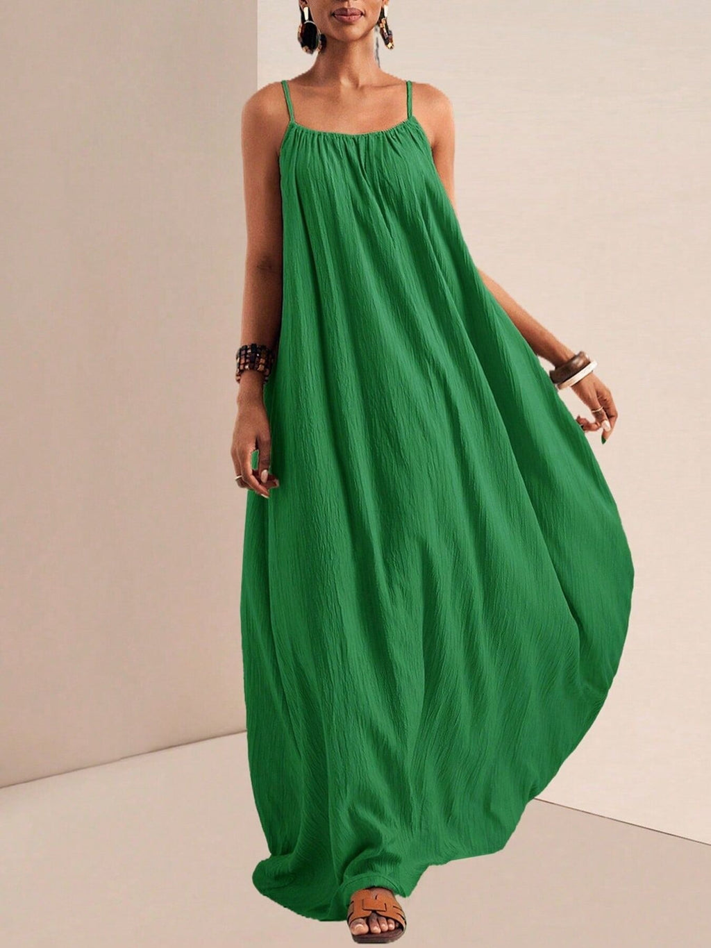 Spaghetti Strap Flowy Maxi Dress by Shopiebay