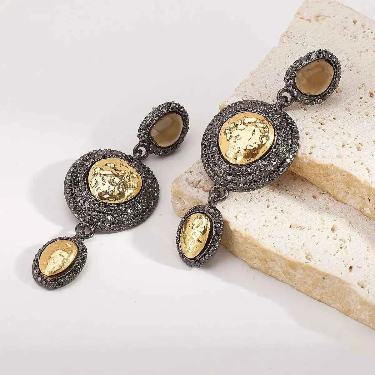 Vintage-Inspired Dangle Earrings with Gold Accents