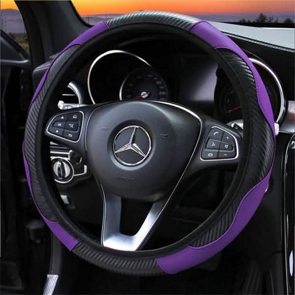Car Auto Steering Wheel Cover Carbon Fibre Breathable Anti-slip Protector by DailySale