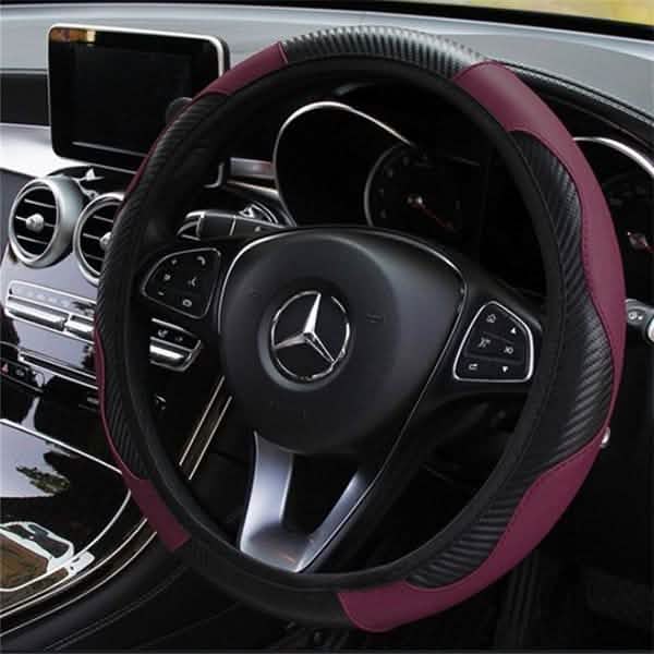 Car Auto Steering Wheel Cover Carbon Fibre Breathable Anti-slip Protector by DailySale