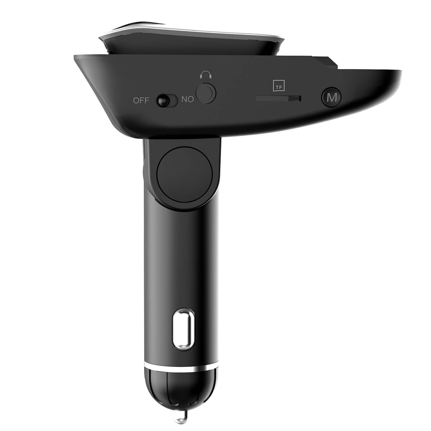Car FM Transmitter with Wireless Earpiece 2 USB Charge Ports by DailySale