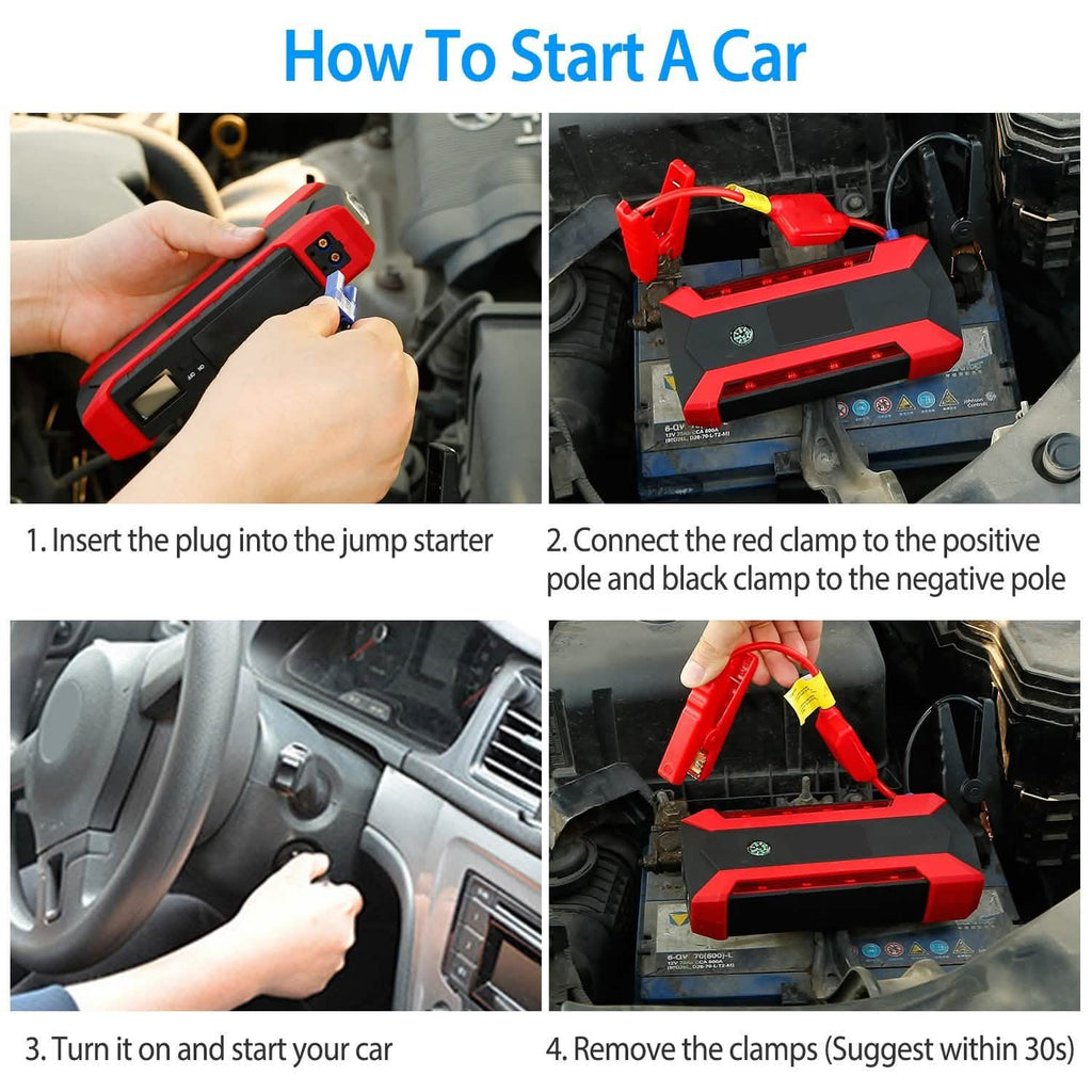 Car Jump Starter Booster with LCD Screen 4 Modes LED Flashlight by DailySale