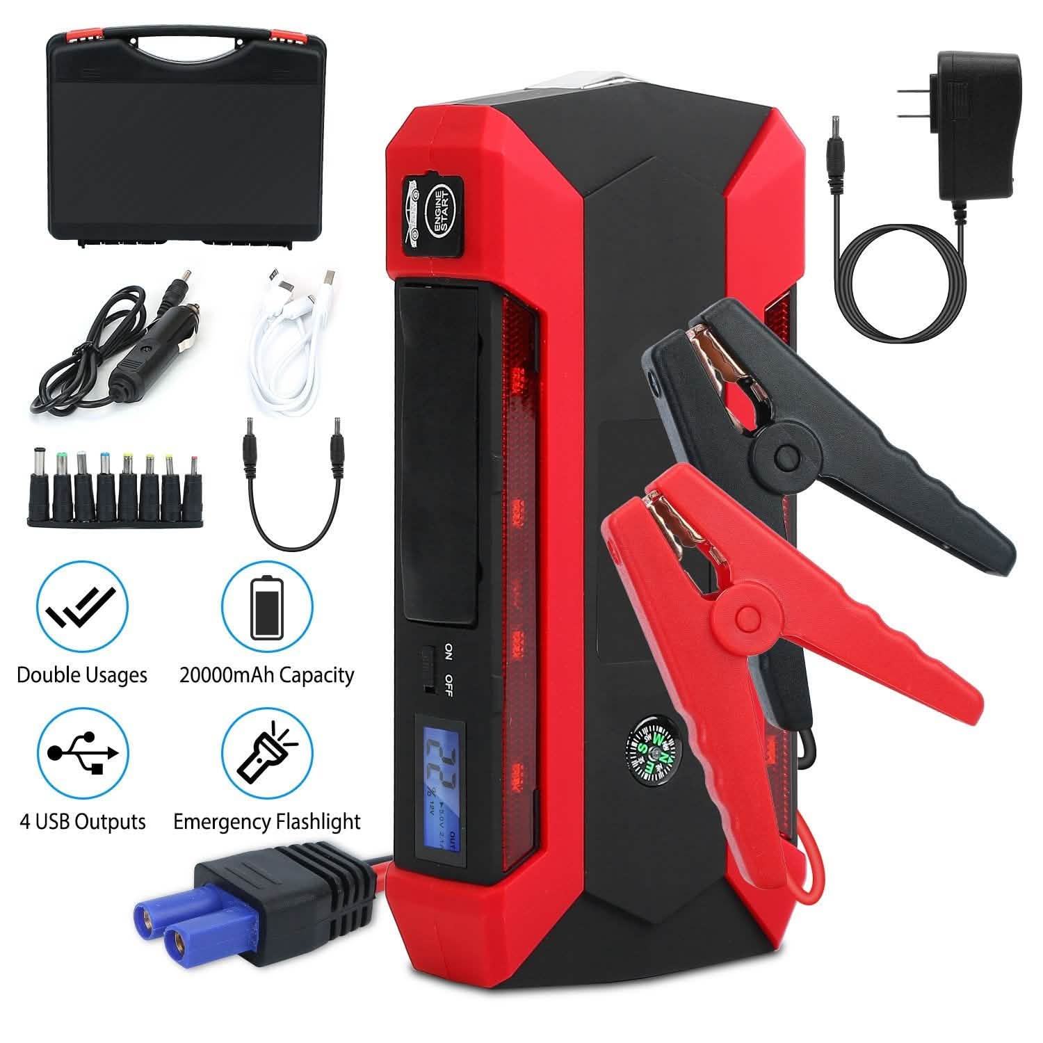 Car Jump Starter Booster with LCD Screen 4 Modes LED Flashlight by DailySale
