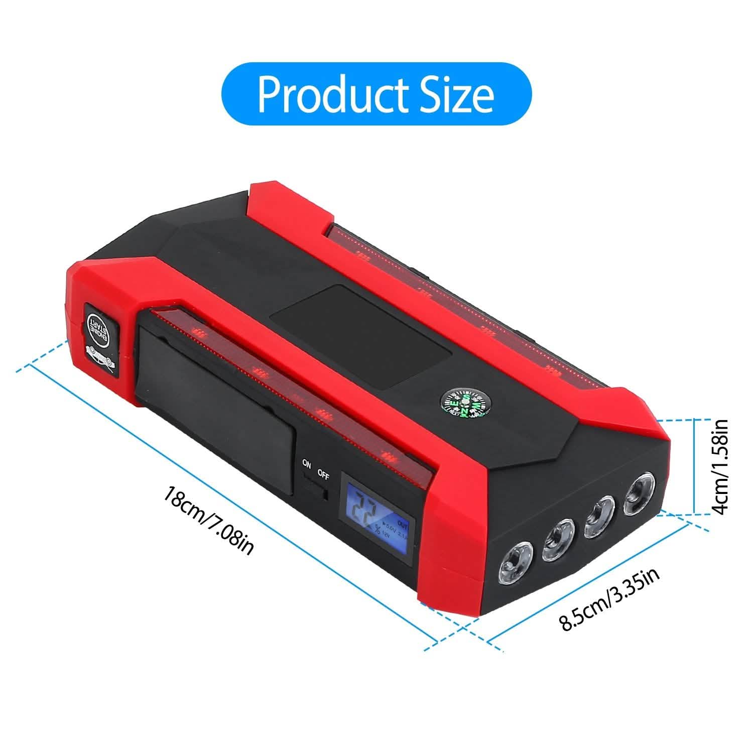 Car Jump Starter Booster with LCD Screen 4 Modes LED Flashlight by DailySale