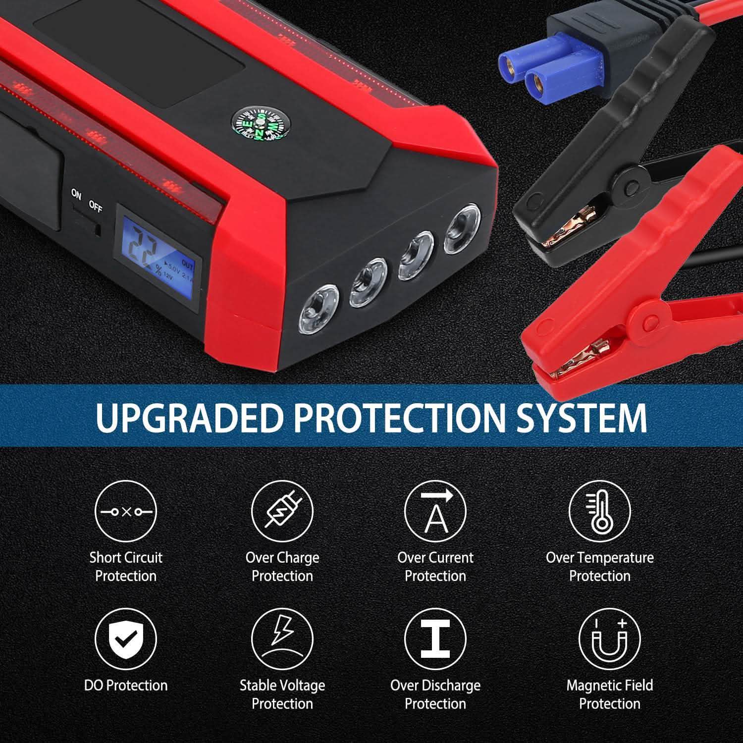 Car Jump Starter Booster with LCD Screen 4 Modes LED Flashlight by DailySale