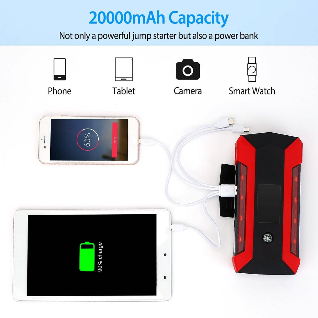 Car Jump Starter Booster with LCD Screen 4 Modes LED Flashlight by DailySale