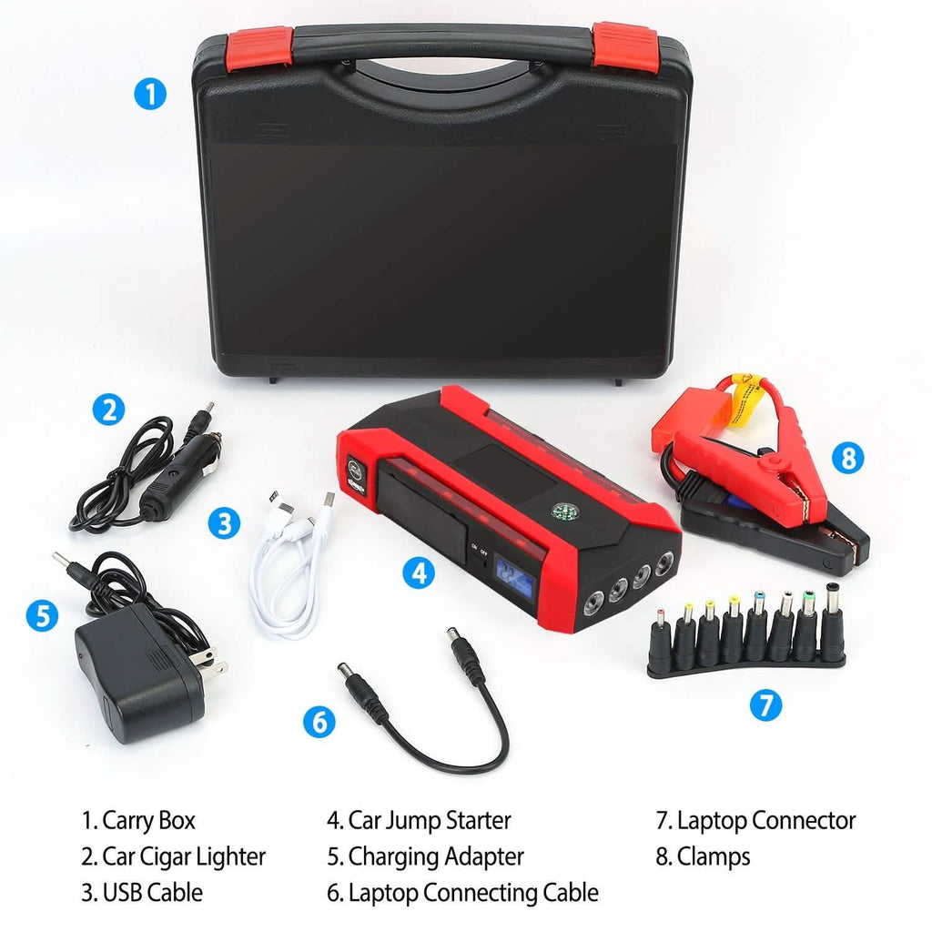 Car Jump Starter Booster with LCD Screen 4 Modes LED Flashlight by DailySale