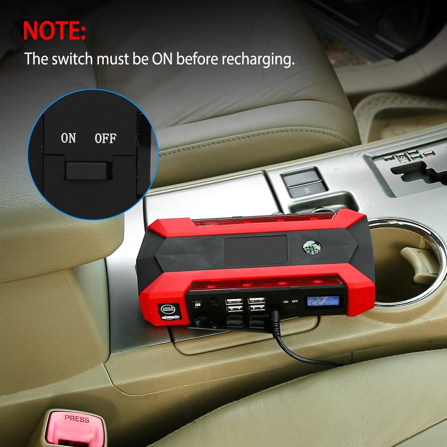 Car Jump Starter Booster with LCD Screen 4 Modes LED Flashlight by DailySale