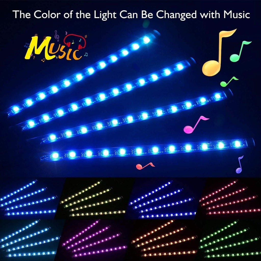 Car LED Strip Lights with Sound Active Function and Remote Controller by DailySale