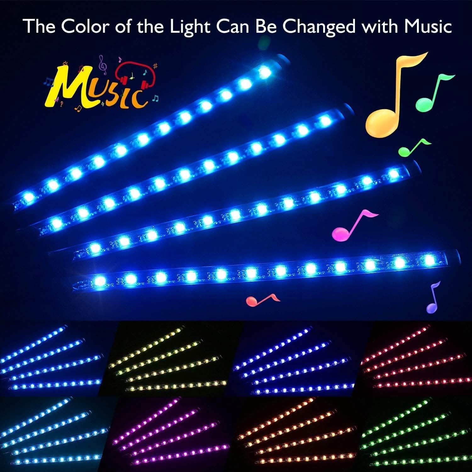 Car LED Strip Lights with Sound Active Function and Remote Controller by DailySale