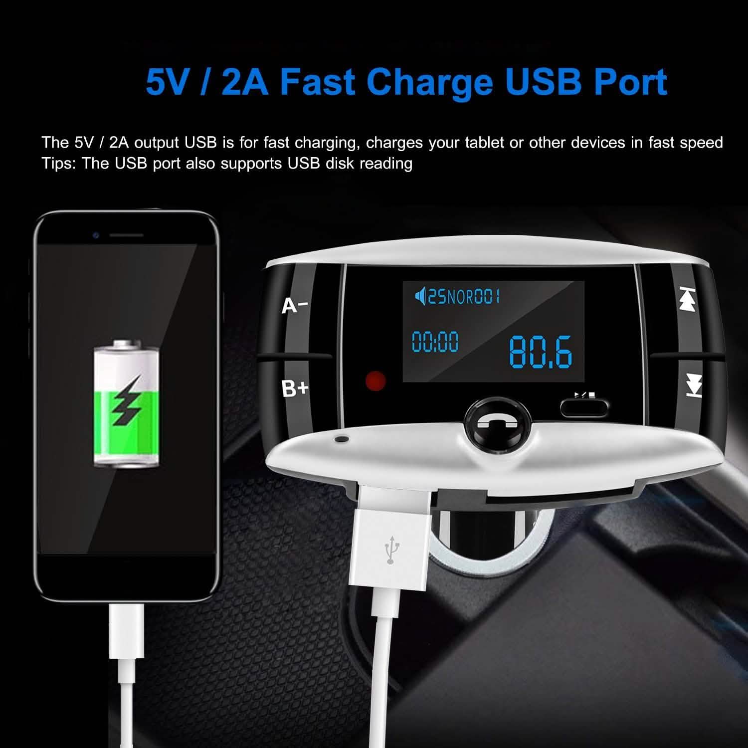 Car Wireless FM Transmitter USB Charger Hands-free Call MP3 Player by DailySale
