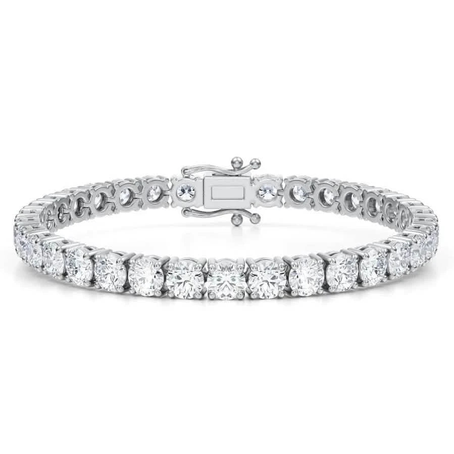 Round Lab-Grown Diamond 17.00 Carat 7" Tennis Bracelet in 14K White Gold D VS by DailySale