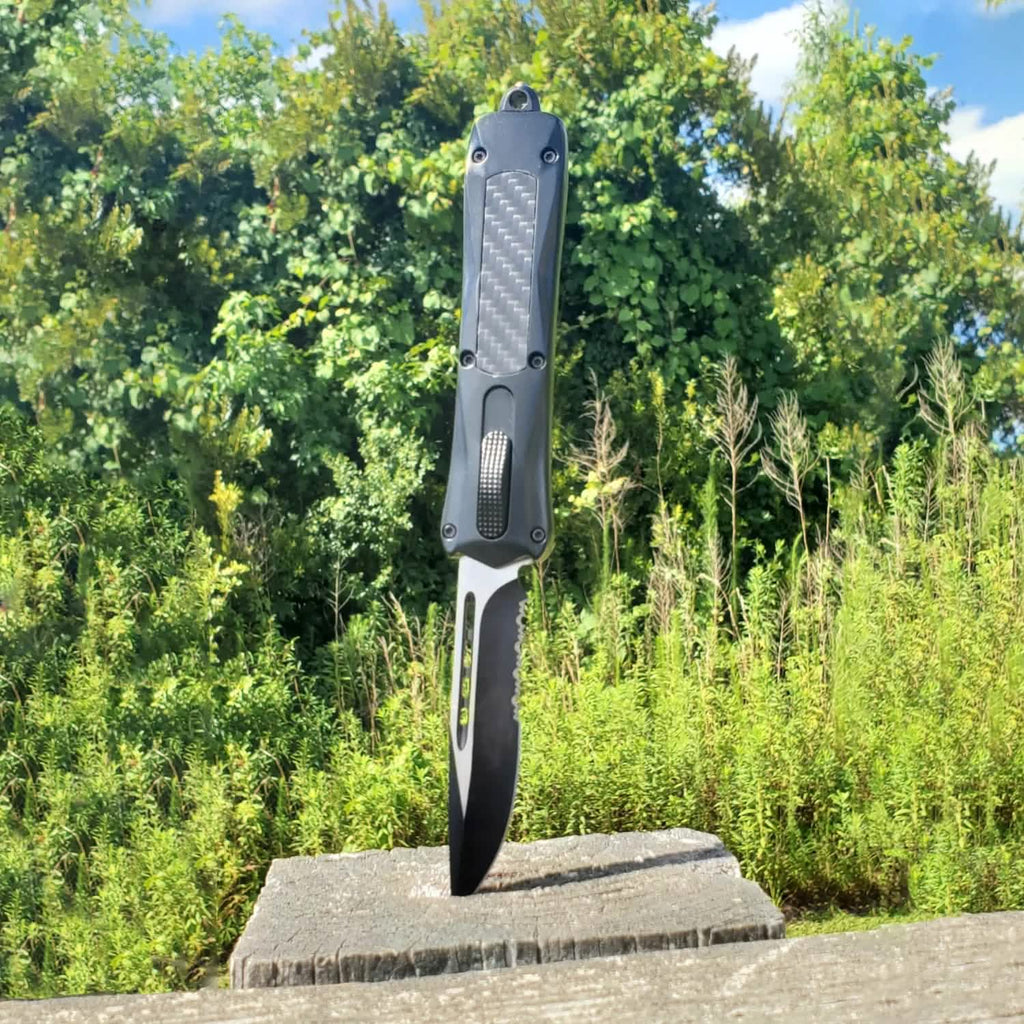 Carbon Fiber Automatic OTF Knife with Belt Clip by DailySale