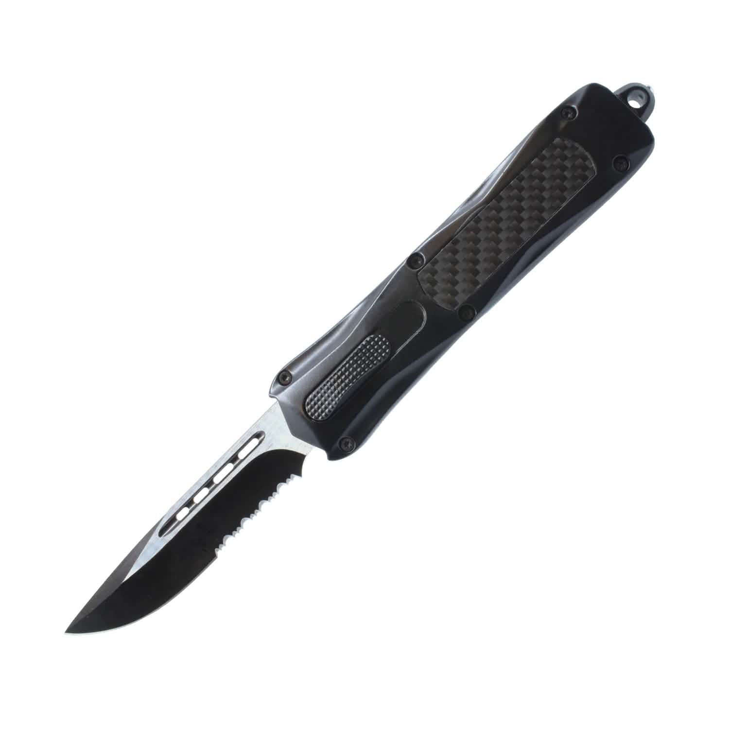 Carbon Fiber Automatic OTF Knife with Belt Clip by DailySale