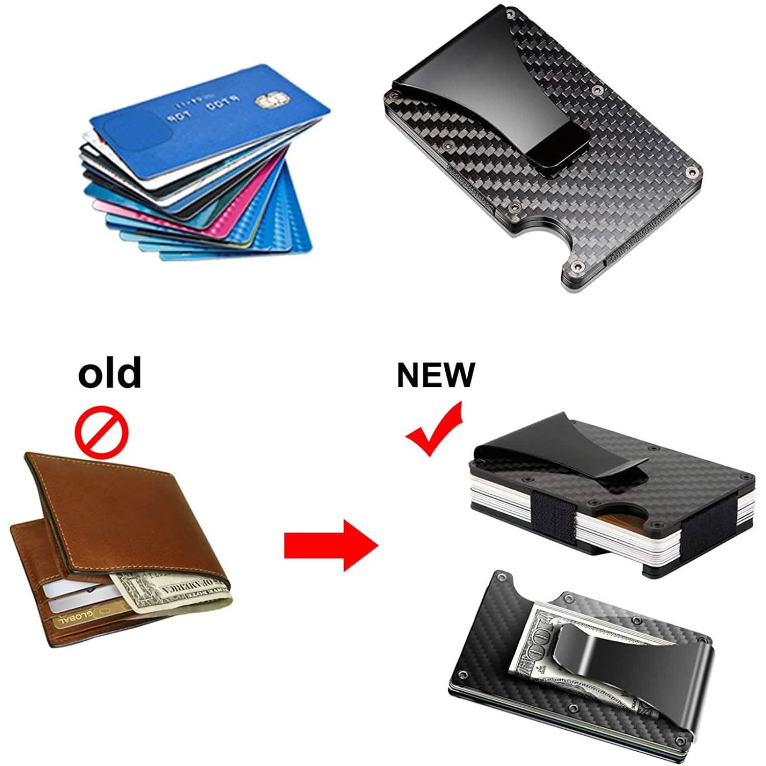 Carbon Fiber Money Clip Wallet with RFID Blocking by DailySale