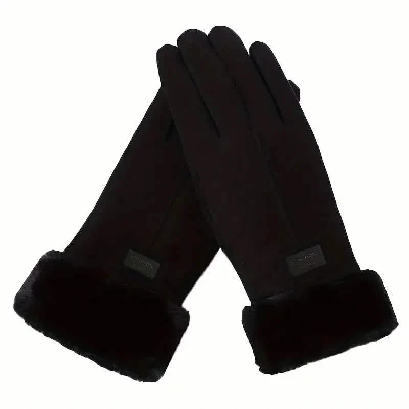 Cashmere Warm Suede Leather Plush Touch Screen Gloves by DailySale