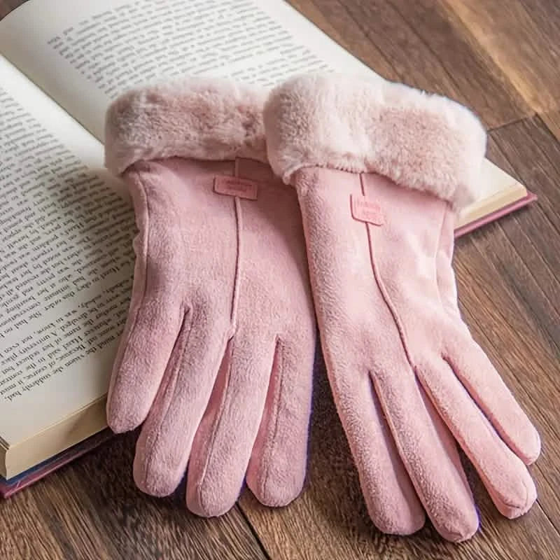 Cashmere Warm Suede Leather Plush Touch Screen Gloves by DailySale
