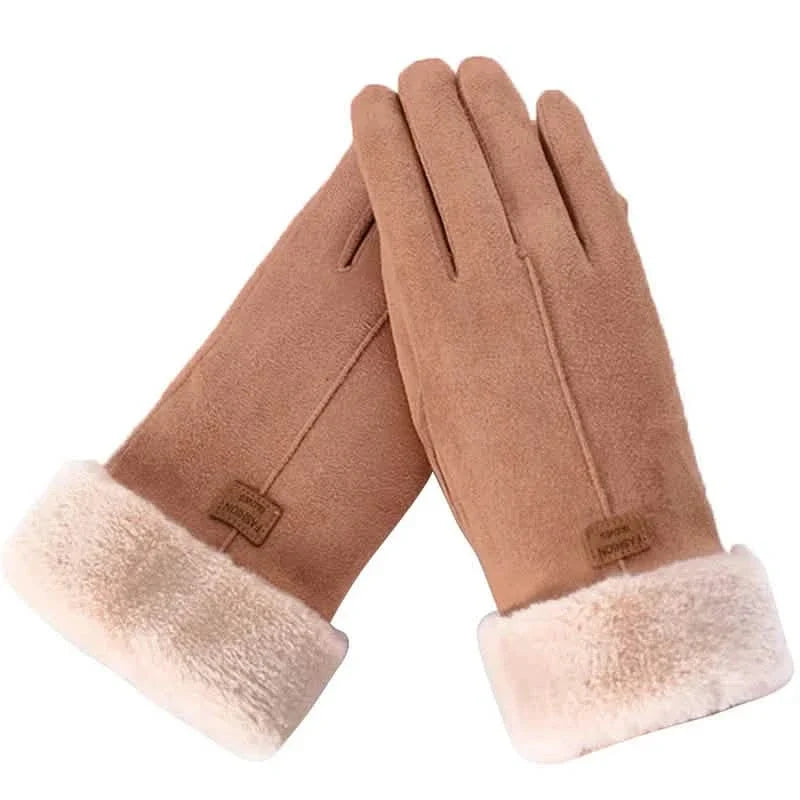 Cashmere Warm Suede Leather Plush Touch Screen Gloves by DailySale