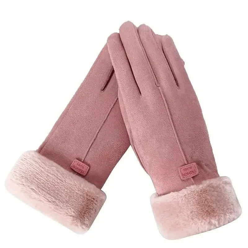 Cashmere Warm Suede Leather Plush Touch Screen Gloves by DailySale