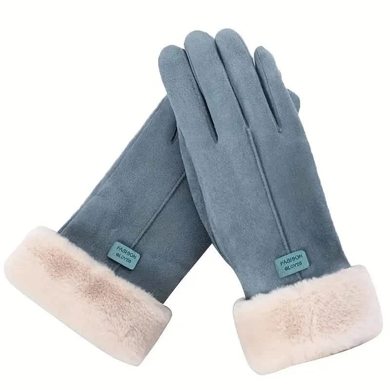 Cashmere Warm Suede Leather Plush Touch Screen Gloves by DailySale