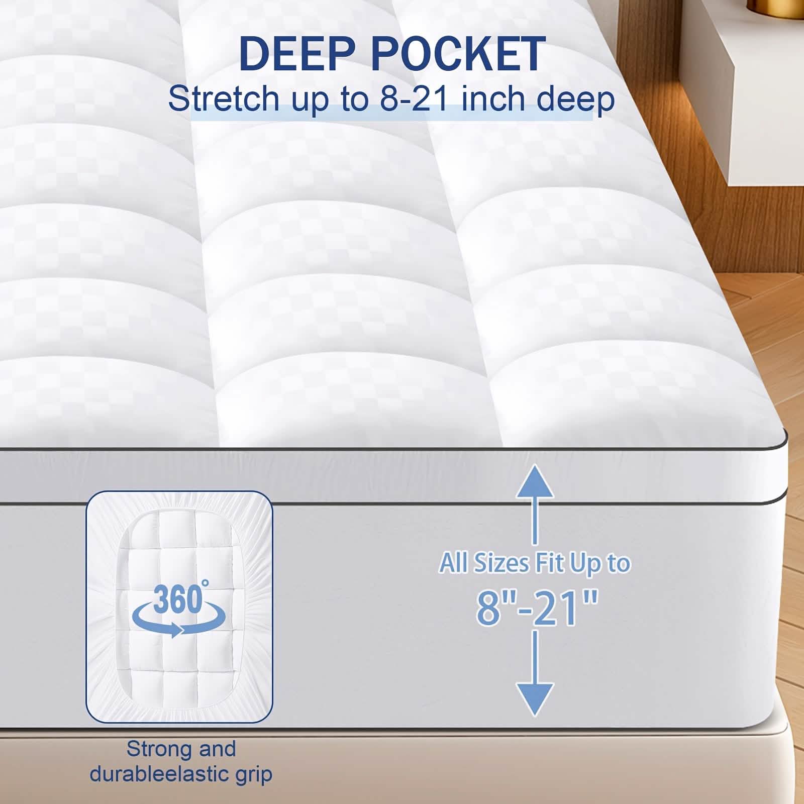 Extra Thick Mattress Topper – Soft, Cooling & Breathable (Multiple Sizes & Colors) by DailySale