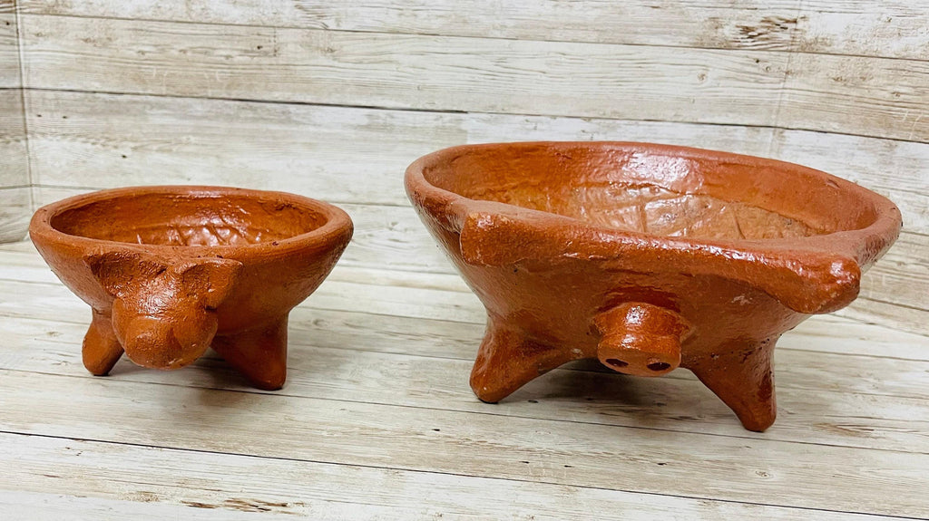 2x Authentic Mexican Pig Molcajetes 2 Molcajete Mexicanos de Barro en Forna de Marranito by Chica Mexico