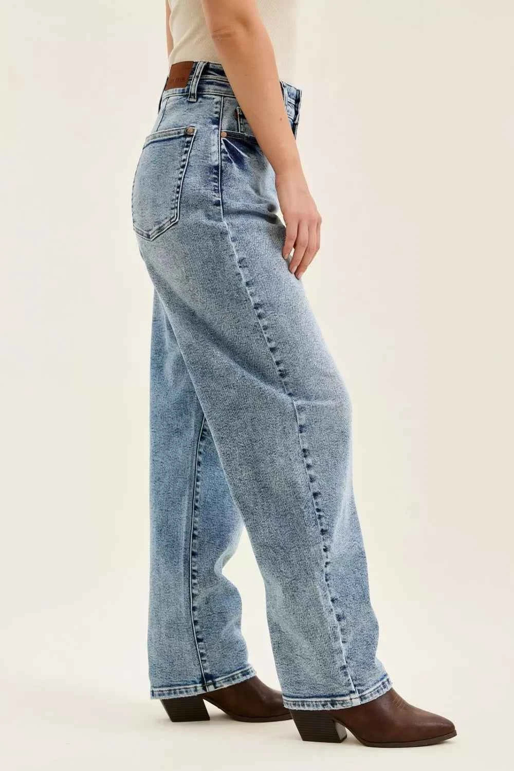 Judy Blue Full Size High Waist Marlow Arc Leg Jeans with Double Waistband Plus Size