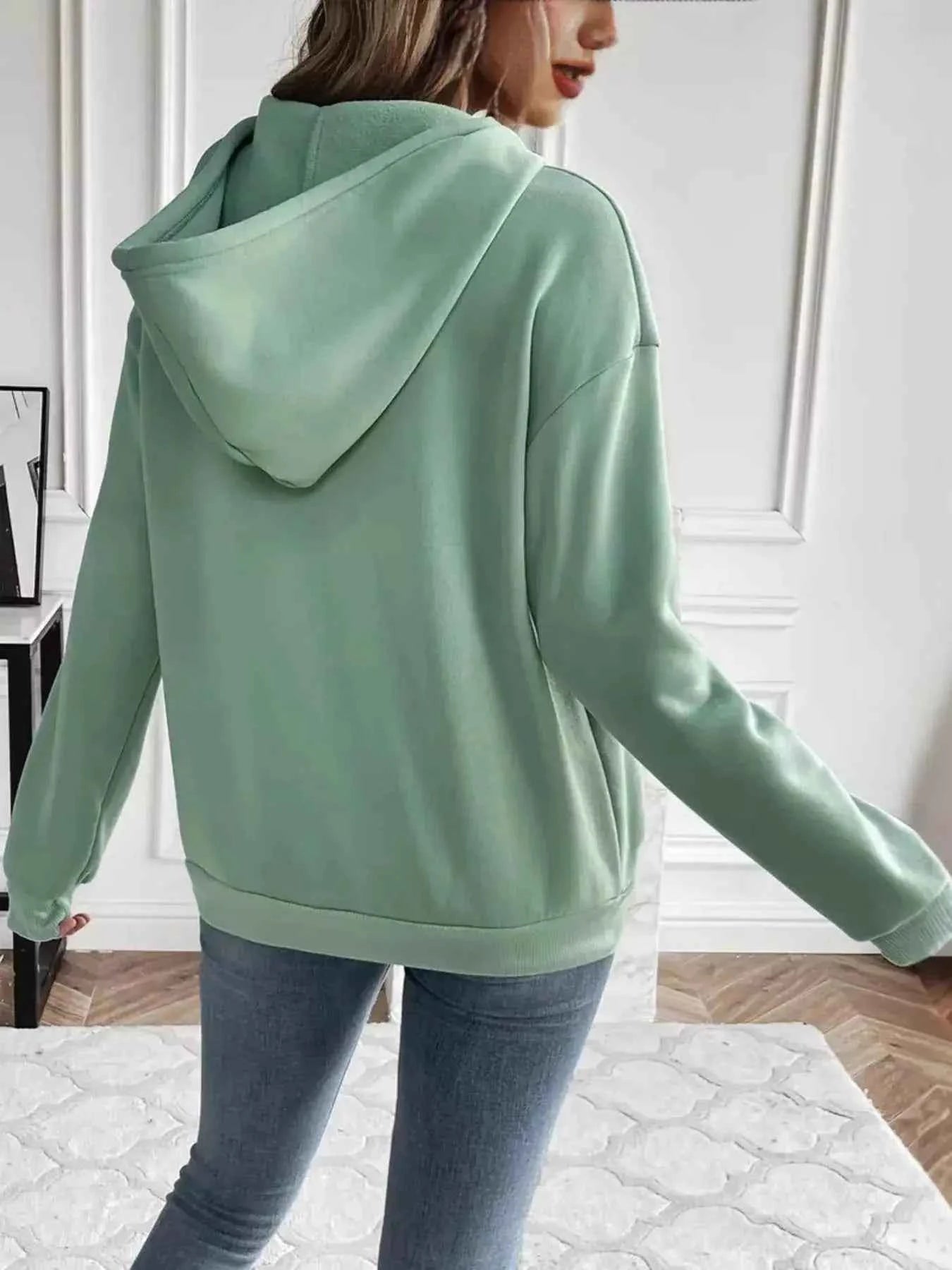 Kangaroo Pocket Long Sleeve Drawstring Hoodie