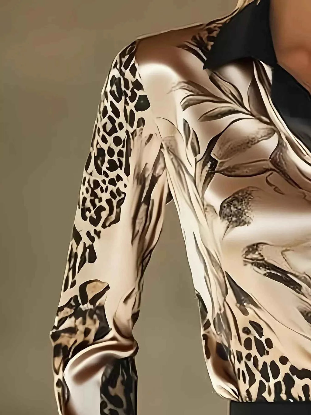 Leopard Button Up Long Sleeve Shirt
