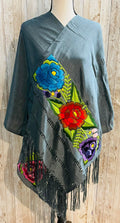 Embroidered Silk Handmade Mexican Shawls Rebosos Bordados en Ceda by Chica Mexico