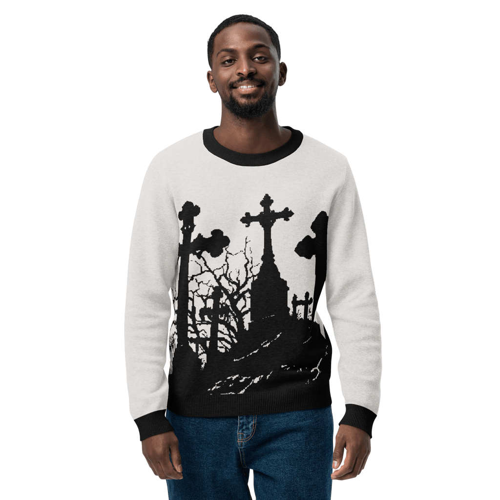 Cemetery Ash Knit Crew Neck Sweater by Goth Cloth Co.