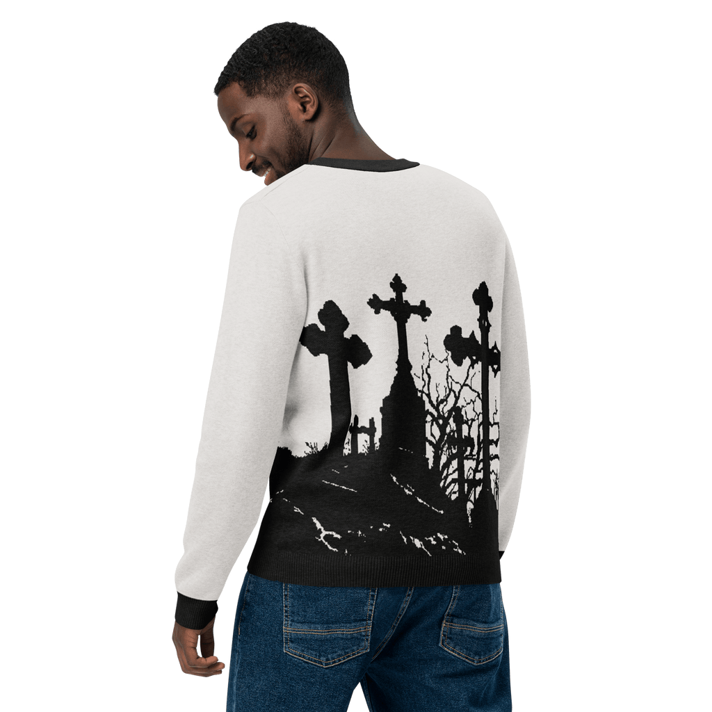 Cemetery Ash Knit Crew Neck Sweater by Goth Cloth Co.