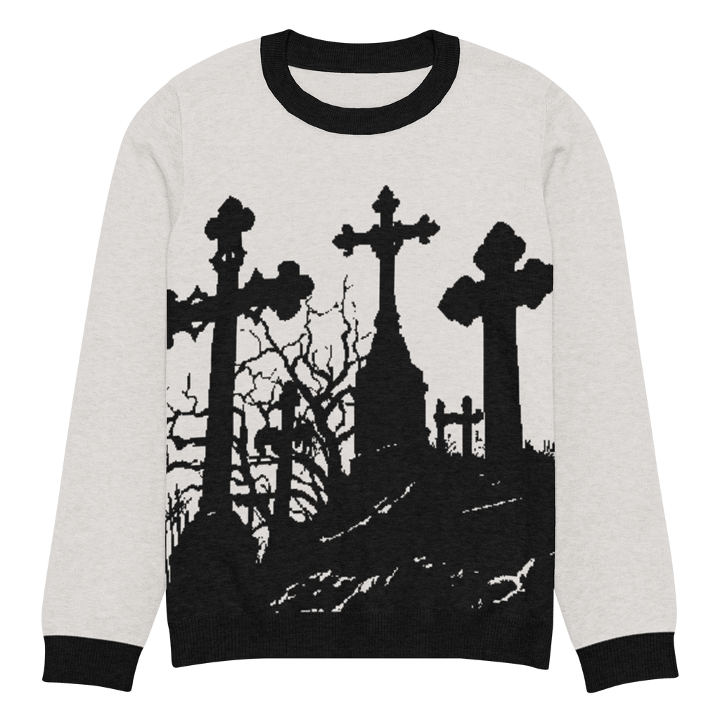 Cemetery Ash Knit Crew Neck Sweater by Goth Cloth Co.