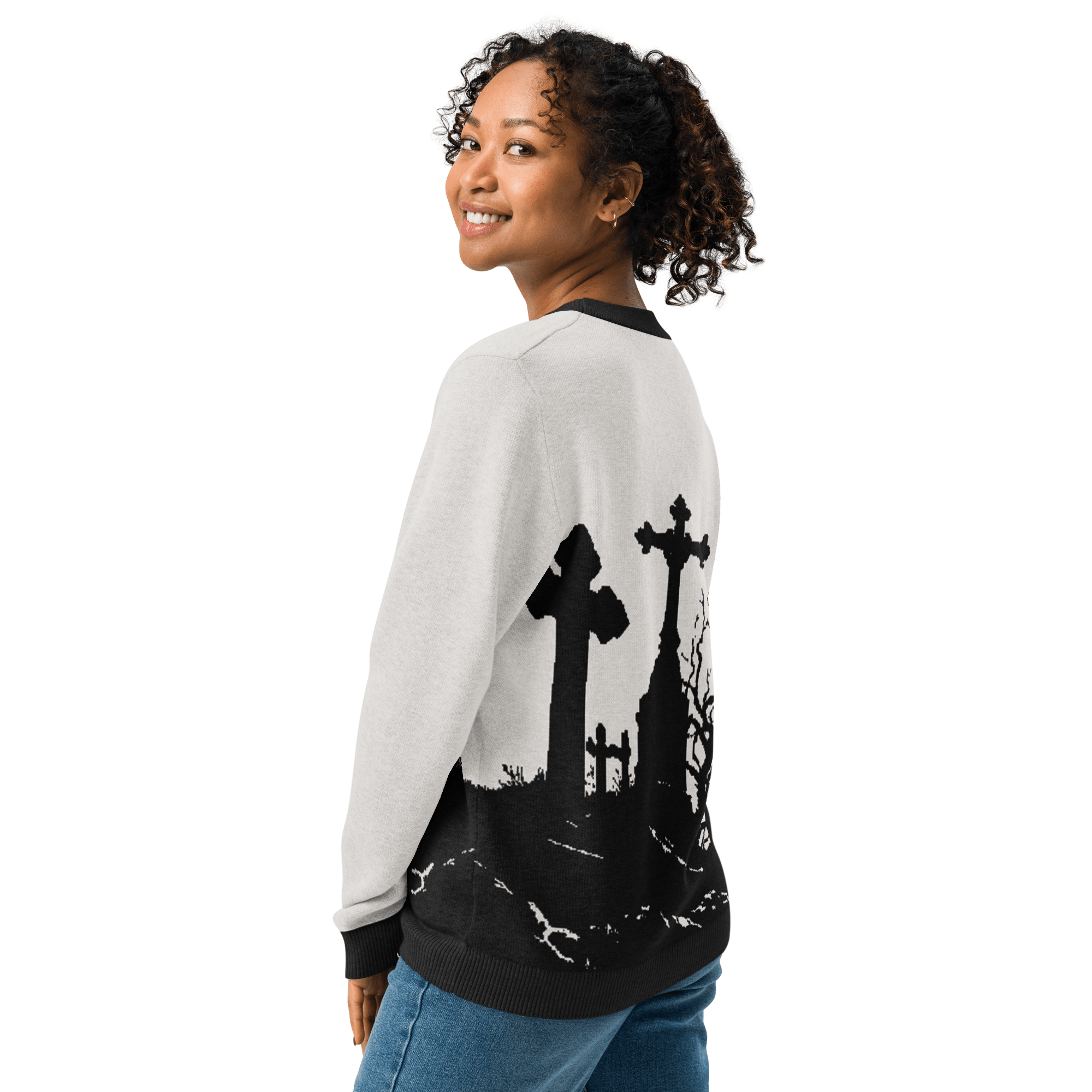 Cemetery Ash Knit Crew Neck Sweater by Goth Cloth Co.