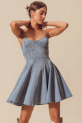 SO ME A Line Fit and Flare Denim Mini Dress by Selvanelle