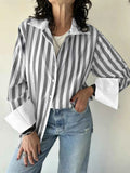 Striped Oversized Button Up Shirt
