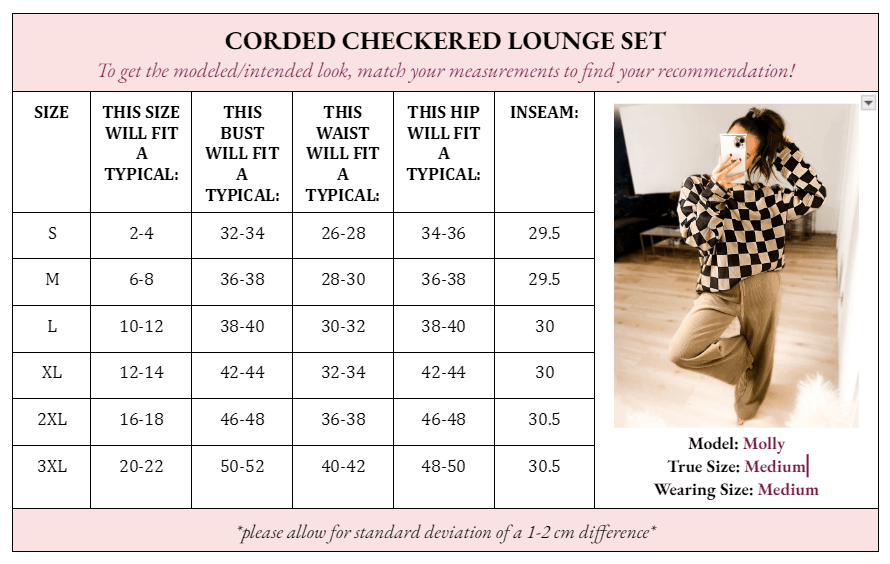 Checkered Corded Crew Sweater Set