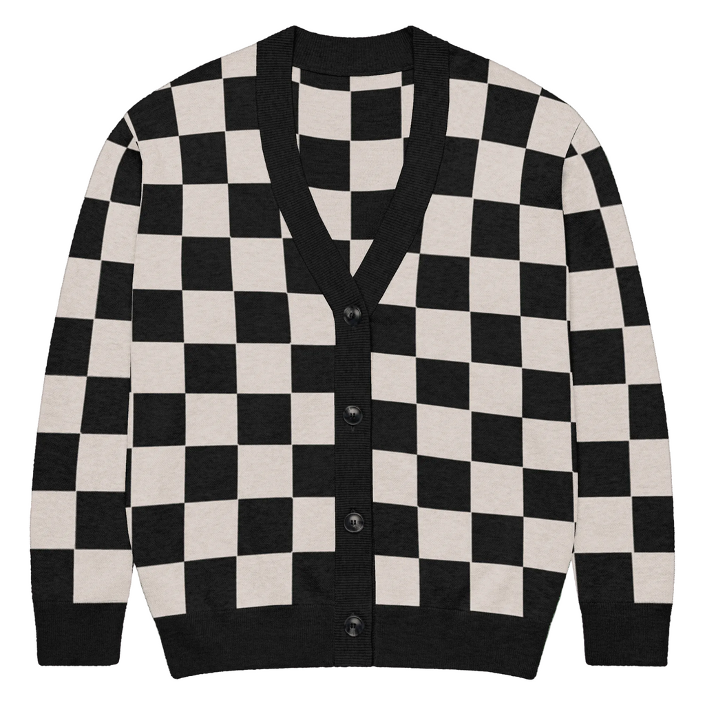 Checkers and Cream Knit Cardigan by Goth Cloth Co.